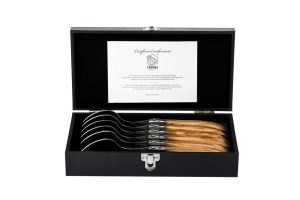 Laguiole Luxury Line set van 6 Lepels Olijfhout-0
