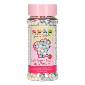 FunCakes Suikerparels Soft Parel Blauw/ Wit 60g-0